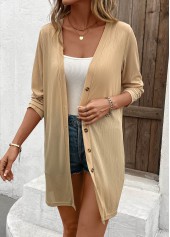 Lightweight Button Long Sleeve Light Cardigan