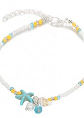 Yellow Color Alloy Detail Pearl Anklet | thumb picture 