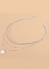 Silver Round Layered Design Metal Necklace | thumb picture 