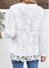 White Embroidery Long Sleeve Round Neck T Shirt | thumb picture 