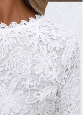White Embroidery Long Sleeve Round Neck T Shirt | thumb picture 
