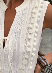 Beige Sleeveless V Neck Tank Top | thumb picture 