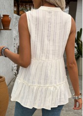 Beige Sleeveless V Neck Tank Top | thumb picture 