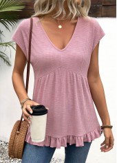 Light Purple Short Sleeve V Neck T Shirt | thumb picture 