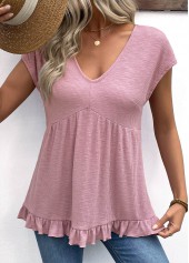 Light Purple Short Sleeve V Neck T Shirt | thumb picture 