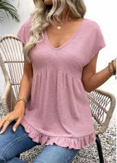Light Purple Short Sleeve V Neck T Shirt