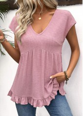Light Purple Short Sleeve V Neck T Shirt | thumb picture 