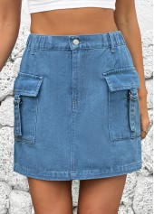 Denim Blue Button Shift Dress Short Skirt | thumb picture 