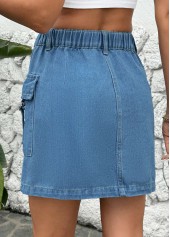 Denim Blue Button Shift Dress Short Skirt | thumb picture 