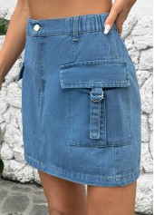 Denim Blue Button Shift Dress Short Skirt | thumb picture 