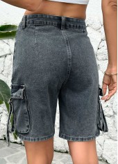 Dark Grey Marl Button Fly High Waisted Denim Shorts | thumb picture 