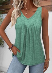 V Neck Sage Green Sleeveless Tank Top