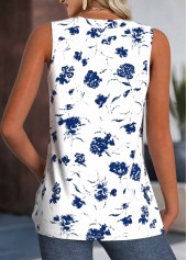 White Breathable Floral Print Sleeveless V Neck Tank Top | thumb picture 