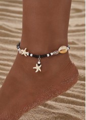Black Color Star Polyresin Detail Anklet