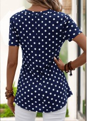 Navy Zipper Polka Dot Short Sleeve T Shirt | thumb picture 
