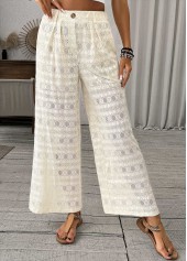 Beige Wide Leg Elastic Waist High Waisted Pants | thumb picture 