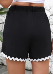 Black Straight Leg Elastic Waist High Waisted Shorts | thumb picture 