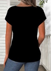 Black Patchwork Polka Dot Short Sleeve T Shirt | thumb picture 