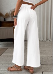 White Patchwork Wide Leg Elastic Waist High Waisted Pants | thumb picture 