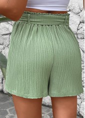 Green Straight Leg Elastic Waist Mid Waisted Shorts | thumb picture 