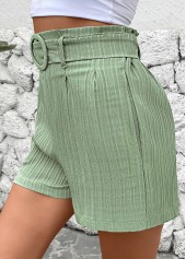Green Straight Leg Elastic Waist Mid Waisted Shorts | thumb picture 