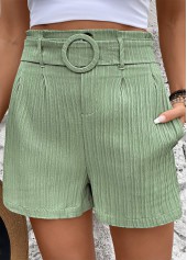 Green Straight Leg Elastic Waist Mid Waisted Shorts | thumb picture 