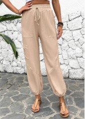 Light Camel Jogger Elastic Waist High Waisted Pants