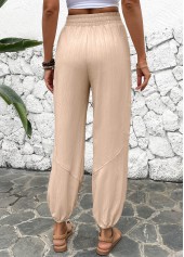 Light Camel Jogger Elastic Waist High Waisted Pants