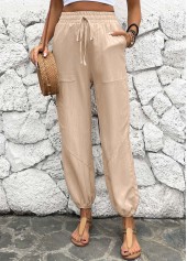 Light Camel Jogger Elastic Waist High Waisted Pants
