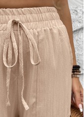 Light Camel Jogger Elastic Waist High Waisted Pants