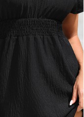 Smocked Split V Neck Black Cover Up | thumb picture 