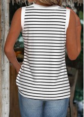White Striped Sleeveless V Neck Tank Top | thumb picture 