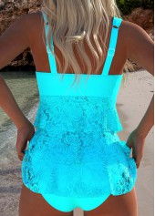 Lace Cyan V Neck Tankini Set | thumb picture 