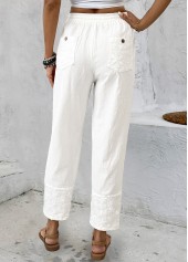 White Straight Leg Drawastring Mid Waisted Pants | thumb picture 