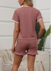 Dark Reddish Purple Short Sleeve Lounge Top and Shorts | thumb picture 