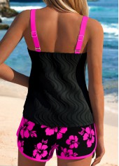 Contrast Binding Mid Waisted Floral Print Tankini Set | thumb picture 