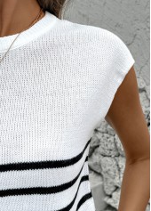 White Striped Short Sleeve Round Neck T Shirt | thumb picture 