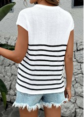 White Striped Short Sleeve Round Neck T Shirt | thumb picture 