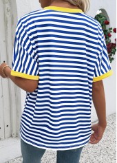 Blue Striped Short Sleeve Round Neck T Shirt | thumb picture 