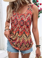 Multi Color Tummy Coverage Tribal Print Sleeveless Tank Top | thumb picture 