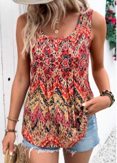 Multi Color Tummy Coverage Tribal Print Sleeveless Tank Top | thumb picture 