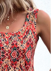 Multi Color Tummy Coverage Tribal Print Sleeveless Tank Top | thumb picture 