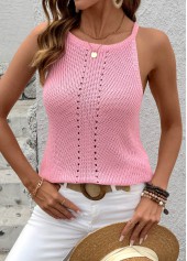 Pink Sleeveless Round Neck Tank Top | thumb picture 