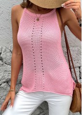 Pink Sleeveless Round Neck Tank Top | thumb picture 