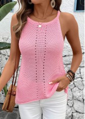 Pink Sleeveless Round Neck Tank Top