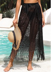Black Side Slit Tassel Cover Up Skirt | thumb picture 
