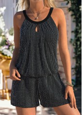 Cut Out Black Scoop Neck One Piece Swimwear