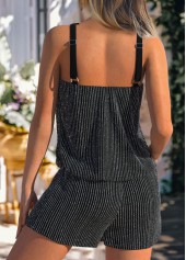 Cut Out Black Scoop Neck One Piece Swimwear