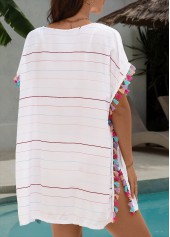 Multi Stripe Print White Cover Up | thumb picture 