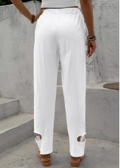 White Straight Leg Elastic Waist Mid Waisted Pants | thumb picture 